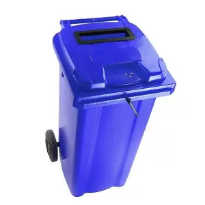 Slingsby Blue Confidential Waste Wheelie Bin 140 Litre With Slot and Lid Lock 3
