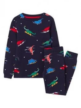 Joules Boys Kipwell Dino Jersey Pyjamas - Navy, Size 3 Years
