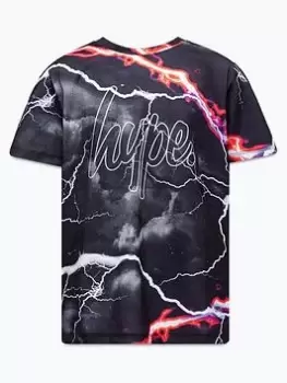 Hype Boys Black Smokey Storm Outline Script T-Shirt, Black, Size 9-10 Years