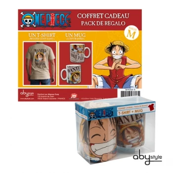 One Piece - Luffy Wanted (Medium T-Shirt + Mug) Gift Box