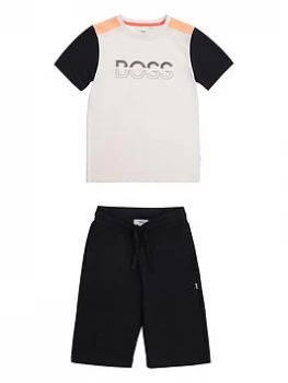 Hugo Boss Logo T-Shirt and Bermuda Shorts Set White/Black Size 14 Years Boys