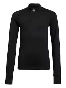 adidas Junior Boys Warm Tech-fit T-Shirt Ls, Black, Size 15-16 Years