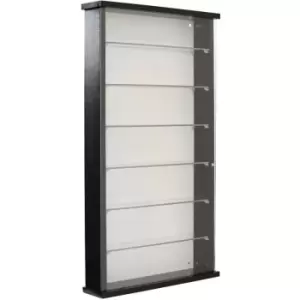 EXHIBIT - Wood 6 Shelf Glass Wall Display Cabinet - Black - Black
