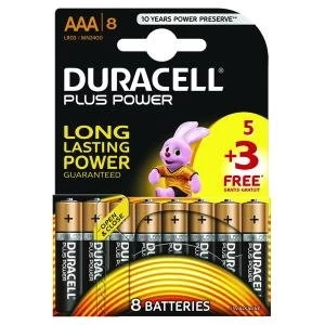 Duracell Plus Power 1.5V AAA Alkaline Battery Pack of 8 Plus Power AAA