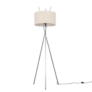 Crawford Chrome Tripod Floor Lamp with XL Mink Reni Shade