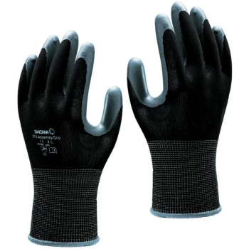Nitrile Coated Grip Gloves, Grey/Black, Size 7 - Showa