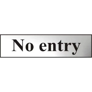 ASEC No Entry 200mm x 50mm Chrome Self Adhesive Sign