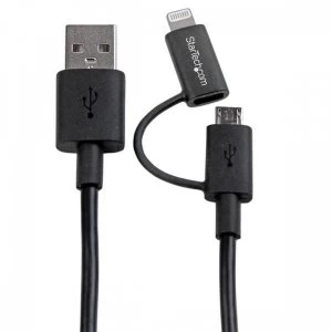 StarTech 1m Apple Lightning or Micro USB to USB Cable Black