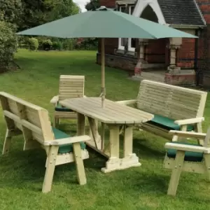 Hawthorn Outdoor Dining Set with 2 Chairs and 2 Large Benches, Wood