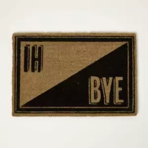 Hi Bye Coir Doormat 60 x 40cm - Black & Brown - Homescapes