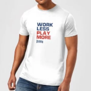 Plain Lazy Work Less Play More Mens T-Shirt - White - XL