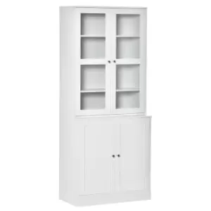 Homcom Modern Bookcase Display Storage Cabinet With Glass Doors Adjustable Shelves White