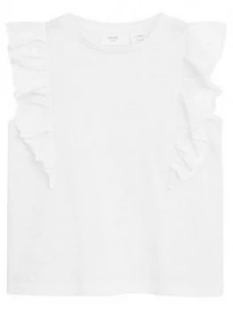 Mango Girls Frill Detail Sleeveless Tshirt - White