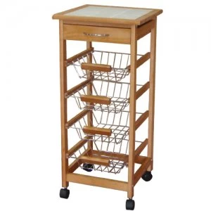 Robert Dyas Kitchen Trolley Tile-Topped with Solid Wood Frame