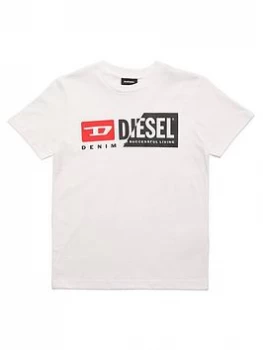 Diesel Boys Cut Logo T-Shirt - White, Size 16 Years