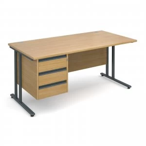 Maestro 25 GL Straight Desk With 3 Drawer Pedestal 1600mm - Graphite c