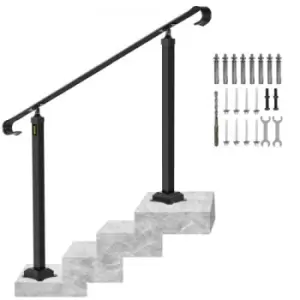 VEVOR Wrought Iron Handrail Stair Railing Fit 3 Steps Adjustable Hand Rail