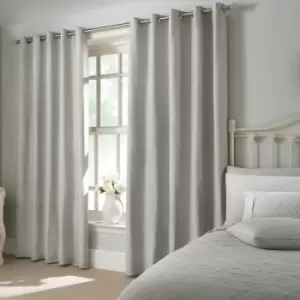 Dreams & Drapes Woven Croma Geometric Jacquard Eyelet Lined Curtains, Silver, 66 x 72 Inch