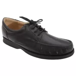 Roamers Mens Canoe Front Apron Tie Softie Leather Shoes (10 UK) (Black)