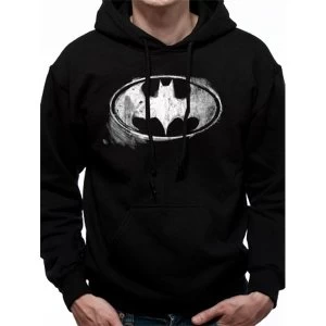 Batman - Mens Mono Distressed Logo Hoodie (Black)