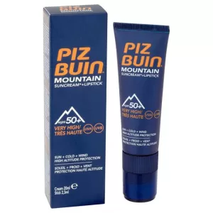 Piz Buin Mountain Sun Cream Very High SPF50+ & Lipstick High SPF30 20ml