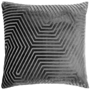 Evoke Cut Velvet Cushion Charcoal