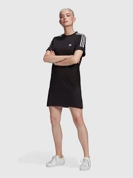 adidas Originals 3 Stripe Tee Dress - Black, Size 12, Women