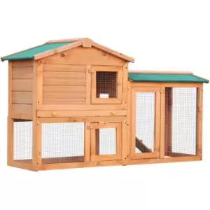 Pawhut - Wood Rabbit Hutch Pet House Water-Resistant w/Ramp Solid Outdoor Pet Cage