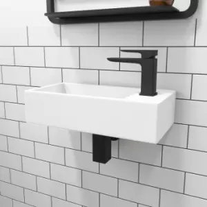 Cloakroom Matt Wall Hung Basin Right Hand and Waste 405mm - Detroit