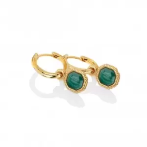 18ct Gold Plated Sterling Silver Revive Malachite Earrings DE676