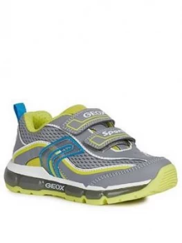 Geox Boys Android Strap Light-Up Trainers - Grey/Lime, Grey/Lime, Size 11 Younger