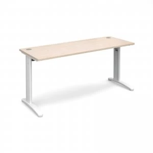TR10 Straight Desk 1600mm x 600mm - White Frame maple Top