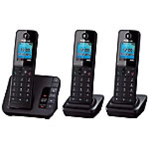 Panasonic KX-TGH220EB Cordless Phone With Answering Machine Triple Handset