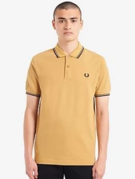 Fred Perry Twin Tipped Polo Shirt - Gold, Size L, Men