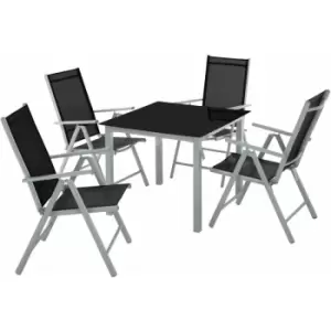 Tectake - Garden table and chair set 4 Chairs, 1 Table - outdoor table and chairs, garden table and chairs set, patio set - silver/gray - silver/gray