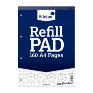 Silvine A4 Refill Pad, 5mm Squared 160 Pages (6 Pack)