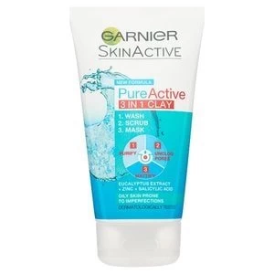 Pure Active 3in1 Clay Mask Scrub Wash Oily Skin 150ml