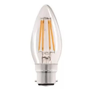 Status 4W=40W 470 lumens Filament LED Clear Candle Bulb with Small Bayonet Cap - Warm White