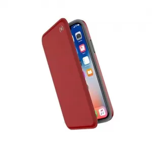 Speck Presidio Folio iPhone X XS TPU Heathered Red Grey Phone Case Bum