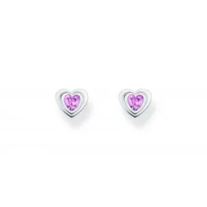 Sterling Silver Pink Heart Stud Earrings H2271-643-9