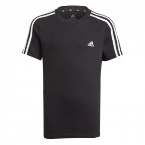 adidas 3 Stripe Essentials T Shirt Junior - Black/White