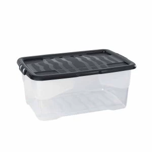 Strata Curve Plastic Storage Box 42 Litres Pack of 4, Clear