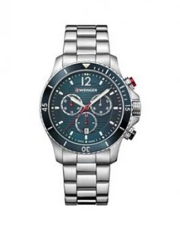 Wenger Swiss Made Seaforce 200M Blue 43Mm Chronograph Dial Stainless Steel Bracelet Mens Watch
