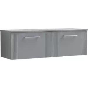 Deco Satin Grey 1200mm Wall Hung 2 Drawer Vanity Unit with Worktop - DPF294W2 - Satin Grey - Nuie