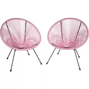 Tectake - Garden chairs in retro design (set of 2) - dining chairs, egg chairs, bedroom chairs - pink - pink