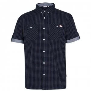 Lee Cooper Short Sleeve Gingham Shirt Mens - Black/Char