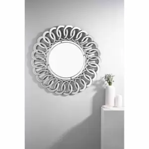 Furniture Box Italian Small/Medium Silver Stylish Circular Round Modern Living Room Bedroom Wall Mirror (60Cmx60Cm)