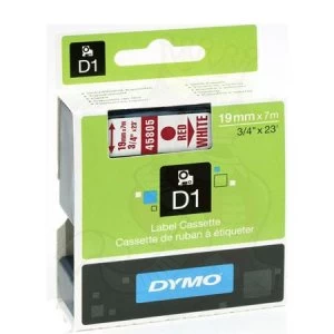 Dymo 40915 Red on White Label Tape 9mm x 7m