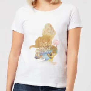 Disney Beauty And The Beast Princess Filled Silhouette Belle Womens T-Shirt - White - S