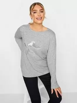M&Co Grey Sequin Star Jumper, Grey, Size 26-28, Women